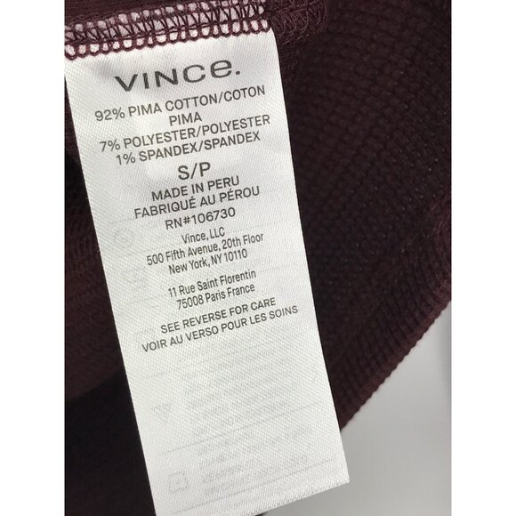 Vince Mens Pima Cotton Thermal Waffle Knit Long Sleeve Shirt Burgundy Small NEW - Picture 6 of 7